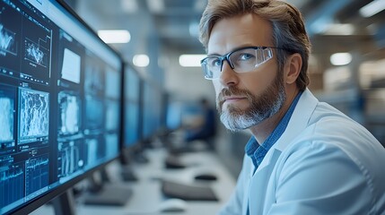 Graphic designer adjusting vector designs on a high-resolution display in a sleek, minimalist setup