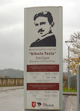 Tourist Information Tower at Entrance to Nikola Tesla Museum Complex in Smiljan Croatia