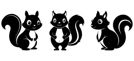 Squirrel silhouettes collection Vector illustration