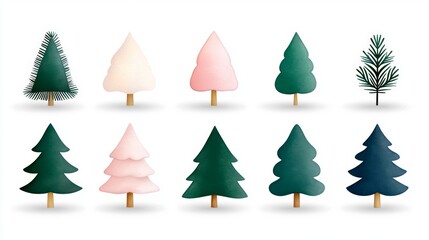 Watercolor Christmas Tree Clipart Set  Holiday Illustration  Winter Design Elements