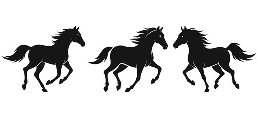 black vector horse silhouette white background