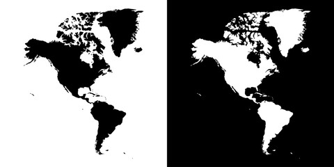 Fototapeta premium America continent map silhouette. Black and white concept. vector illustration.