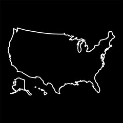 USA outline map silhouette. Black and white concept. vector illustration.