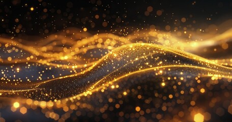 Abstract Gold Glitter Wave Background