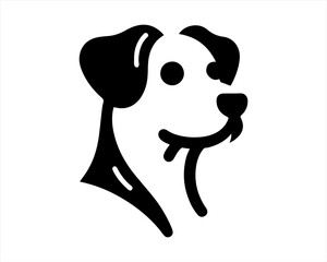 Dog head logo design template. Vector illustration. Simple silhouette. Flat style. Cartoon dog logo. Animal logotype concept. 
