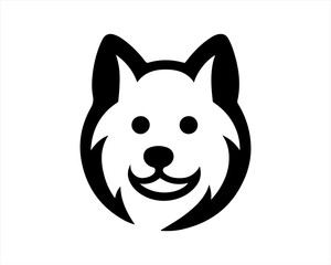 Dog head logo design template. Vector illustration. Simple silhouette. Flat style. Cartoon dog logo. Animal logotype concept. 