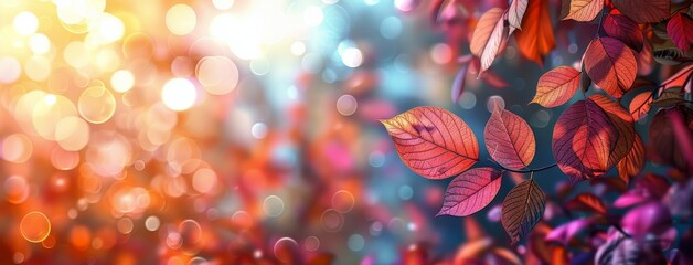 Vibrant Red Autumn Leaves Against A Blurred Bokeh Background