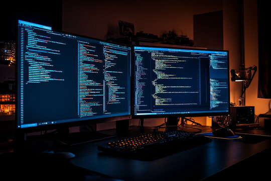 Computer Screen Displaying Coding Interface with Lines of Code and Syntax
