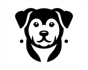 Dog head logo design template. Vector illustration. Simple silhouette. Flat style. Cartoon dog logo. Animal logotype concept. 