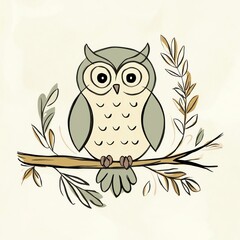 Fototapeta premium Cute Owl Perched on Branch