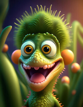 A goofy green creature