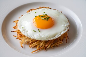 a single, perfectly cooked sunny-side-up egg on a white plate