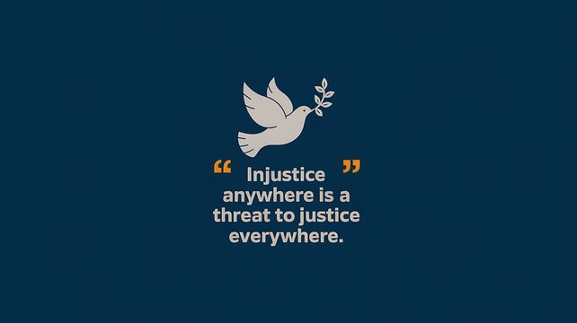 A White Dove with Olive Branch Holding a Quote about Injustice