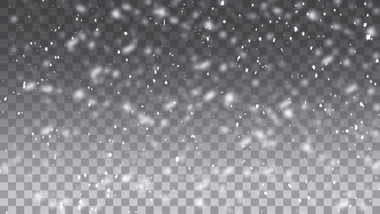 Winter snowfall effect of falling white snow flakes background vector. White snowflakes flying in the air.