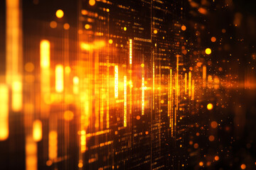 Obraz premium vibrant orange and gold digital abstract backgrounds for technology and sci-fi art