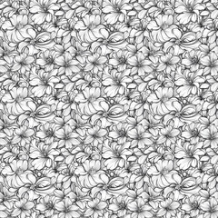 Black and white clean coloring page.  A blooming ornamental garden. An editable vector sketch drawn in pencil