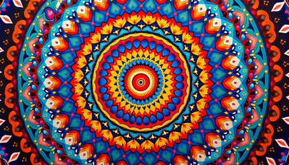 Obraz premium Vibrant mandala design featuring intricate patterns and bold colors