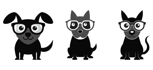Cheerful dog, black and white vector