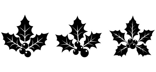 Cute Christmas Holly Vector Illustration - Cartoon, Clipart Line Art Design Vector illustration of a cute Christmas holly in cartoon, clipart, and line art styles