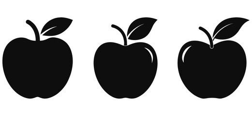Apple Black Color Vector Illustration