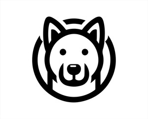 Dog head logo design template. Vector illustration. Simple silhouette. Flat style. Cartoon dog logo. Animal logotype concept. 