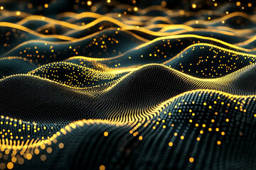 golden waves a captivating blend of black and gold in abstract digital landscapes