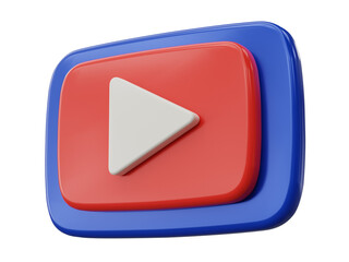 Toy Plastic Glossy Red Blue Isometric 3d Video Play Button Icon Isolated Transparent