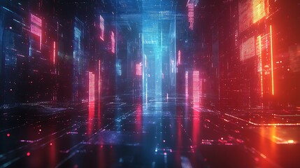 Fototapeta premium Abstract network design with glowing lines for technological processes and data storage