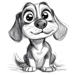 Black and White Sketch Illustration of a Beagle Dog - Generative AI
