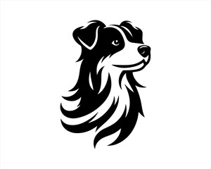 Dog head logo design template. Vector illustration. Simple silhouette. Flat style. Cartoon dog logo. Animal logotype concept. 