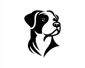 Fototapeta premium Dog head logo design template. Vector illustration. Simple silhouette. Flat style. Cartoon dog logo. Animal logotype concept. 