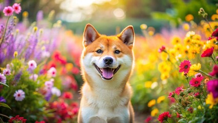 dog with flowers