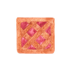 Hand drawn watercolor autumn cookie isolated on white background. Can be used for postcard, label, scrapbook and other printed products.