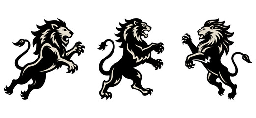 King lion Royalty crest black and white Logo template © vectcore