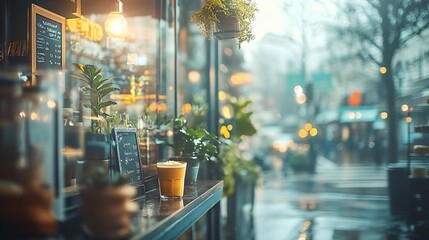 Charming Coffee Shop Exterior with Unique Architectural Design in Urban Setting