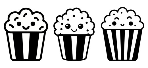 Cute Popcorn cartoon character, isolated on white background