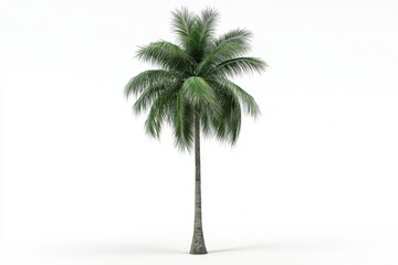 A vibrant palm tree with lush green fronds, set against a plain background, ideal for tropical themes or nature-related projects.