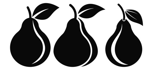 Pear fruits in the set. Vector image