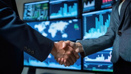 stock trading of business partners shaking hands