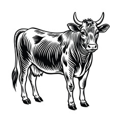 Fototapeta premium Black and White Cow Illustration