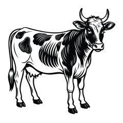 Black and White Cow Illustration