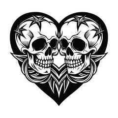 Gothic Skull Heart Illustration