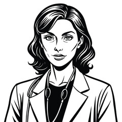 Illustration of Female Doctor with Stethoscope