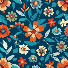 Seamless Floral Pattern with Colorful Flowers
