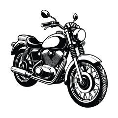 Classic Motorcycle Illustration in Black and White