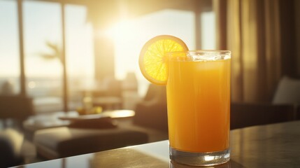 Refreshing Orange Drink in Sunset Glow