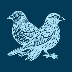Stylized Birds Illustration on Dark Background
