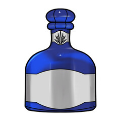 Pirate rum bottle illustration on transparent background. Fantasy item illustration