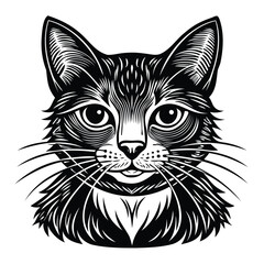 Fototapeta premium Detailed Black and White Cat Illustration