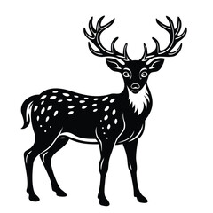 Stylized Black Silhouette of a Deer